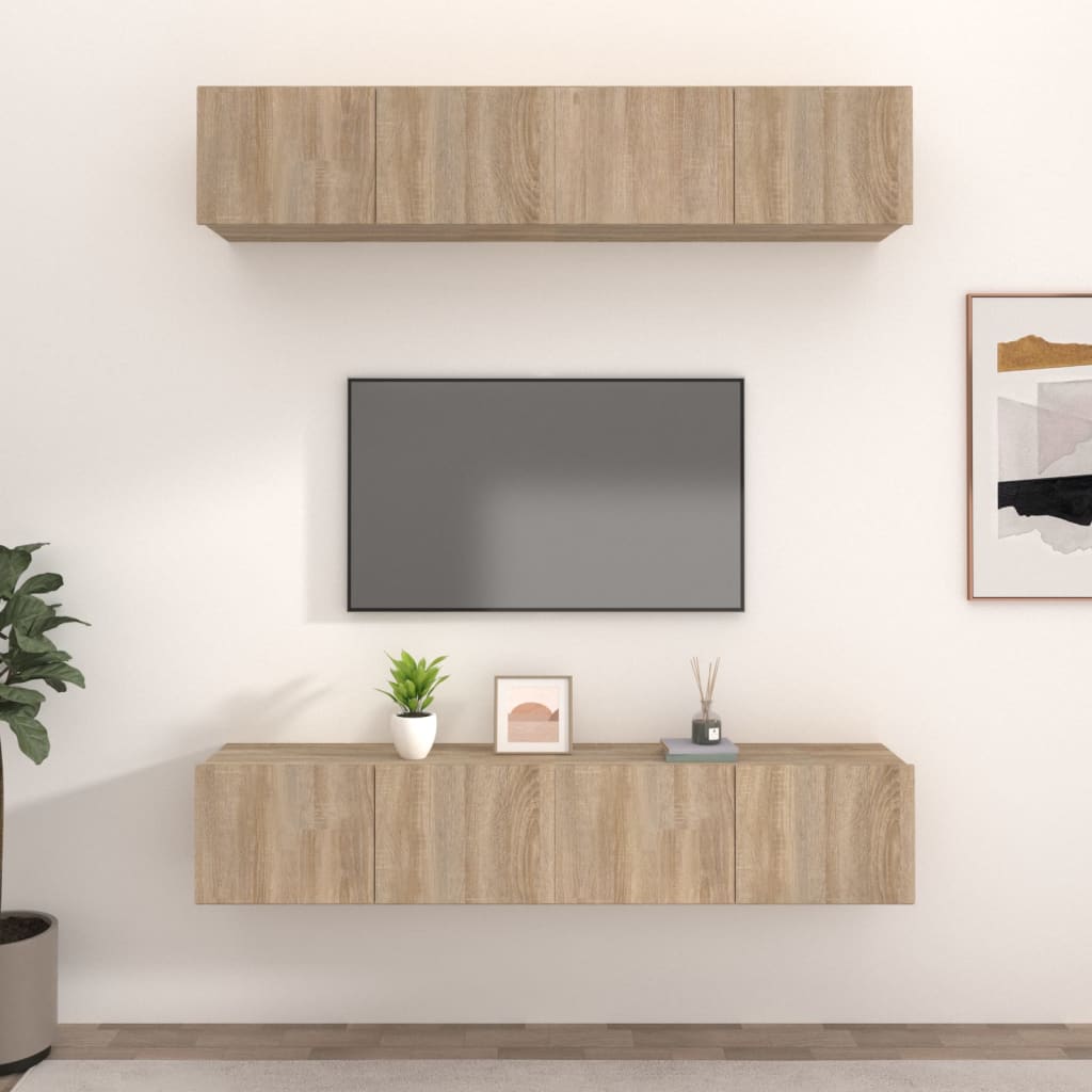 Tv-Skåp 4 Delar 80X30X30 Cm Konstruerat Trä
