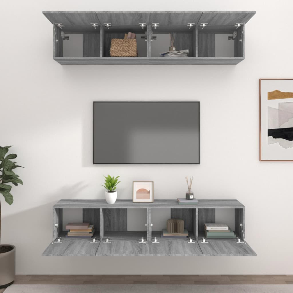 Tv-Skåp 4 Delar 80X30X30 Cm Konstruerat Trä