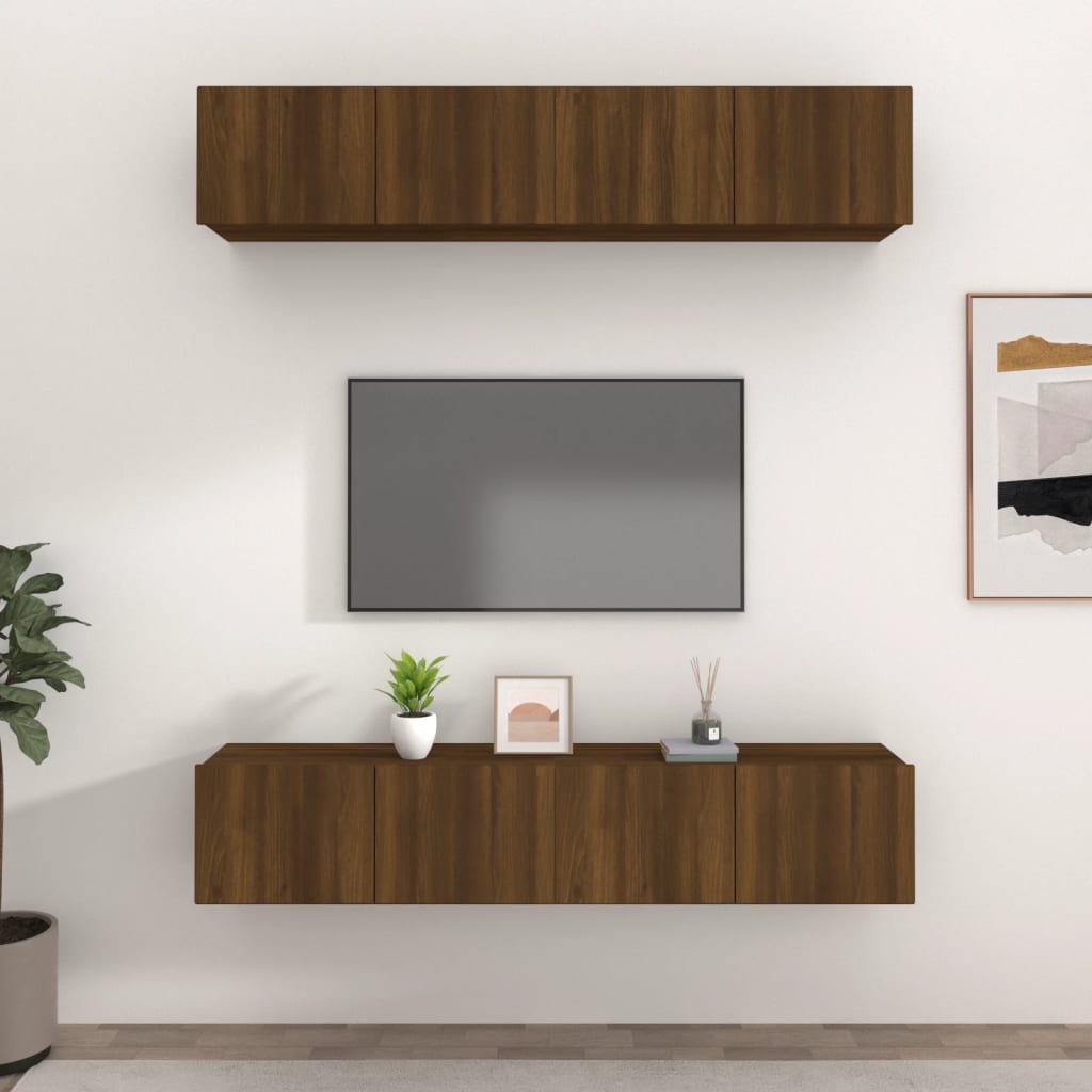 Tv-Skåp 4 Delar 80X30X30 Cm Konstruerat Trä
