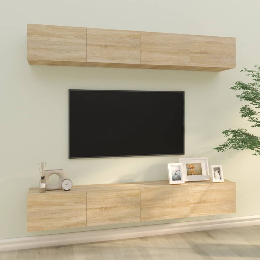 Tv-Skåp 4 Delar 80X30X30 Cm Konstruerat Trä