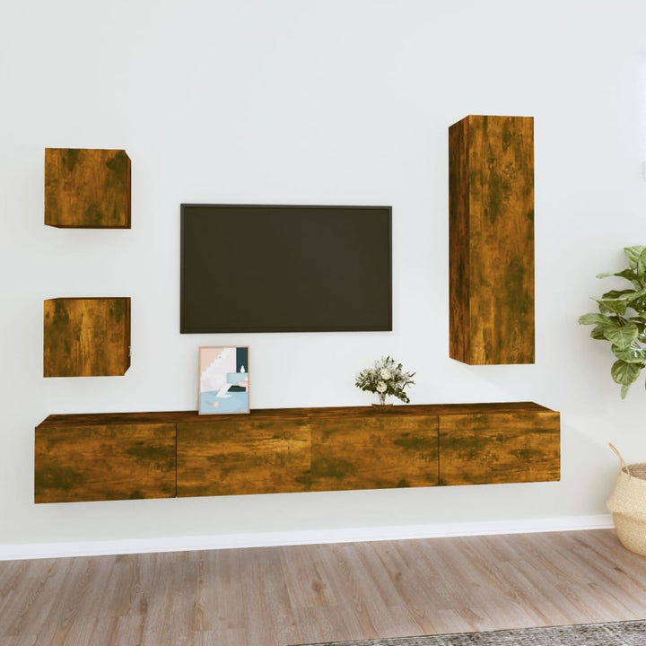 Tv-Skåp 5 Delar Sonoma-Ek Konstruerat Trä