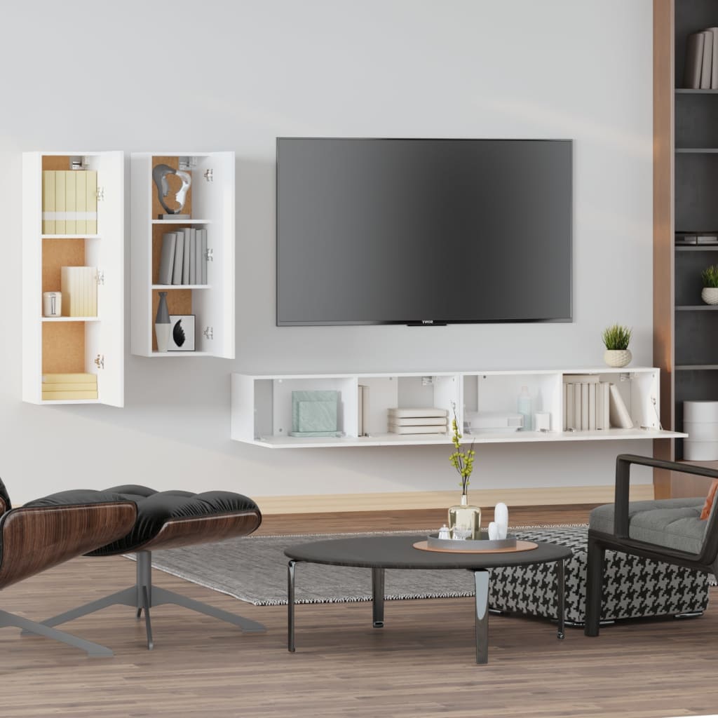Tv-Bänk 4 Delar Konstruerat Trä