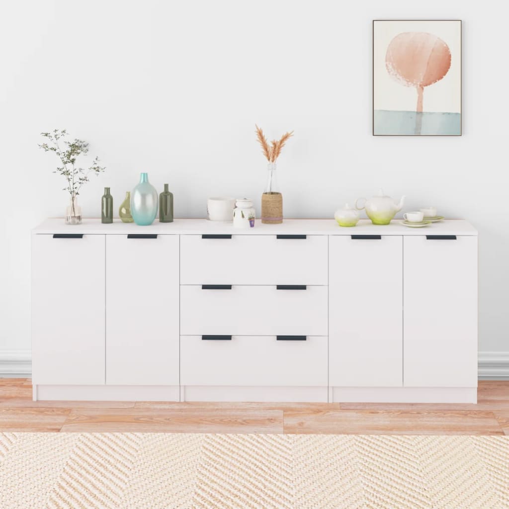 Skänkar 3 Delar Ek 60X30X70 Cm Konstruerat Trä