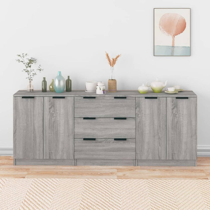 Skänkar 3 Delar Ek 60X30X70 Cm Konstruerat Trä