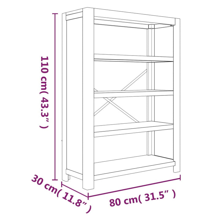 Bokhylla Med 4 Hyllor 80X30X Massivt Akaciaträ