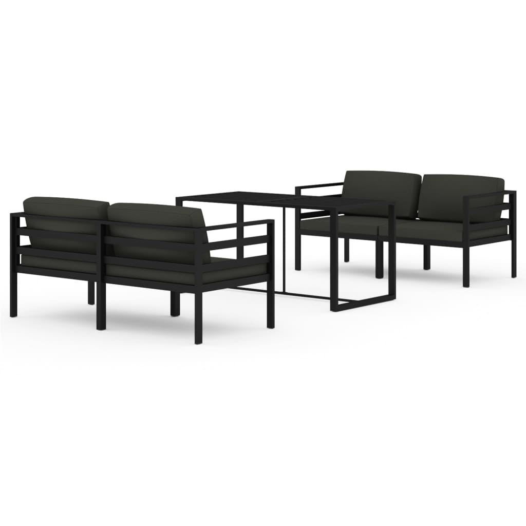 Loungegrupp För Trädgården 5Delar Med Dynor Aluminium Antracit