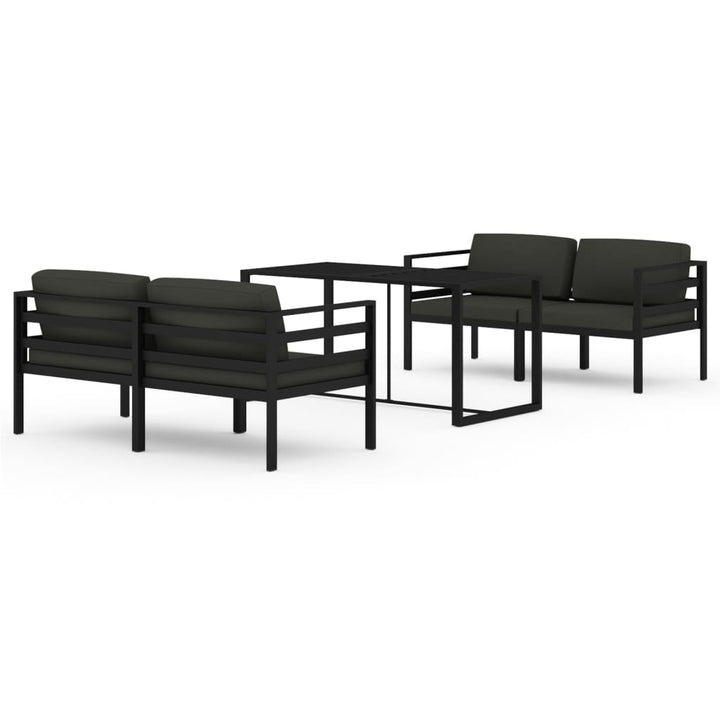 Loungegrupp För Trädgården 5Delar Med Dynor Aluminium Antracit