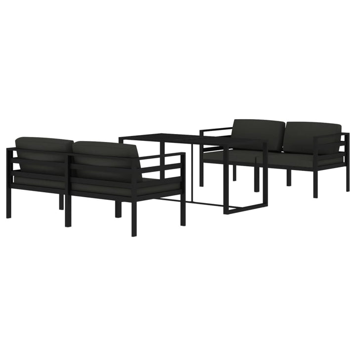 Loungegrupp För Trädgården 5Delar Med Dynor Aluminium Antracit