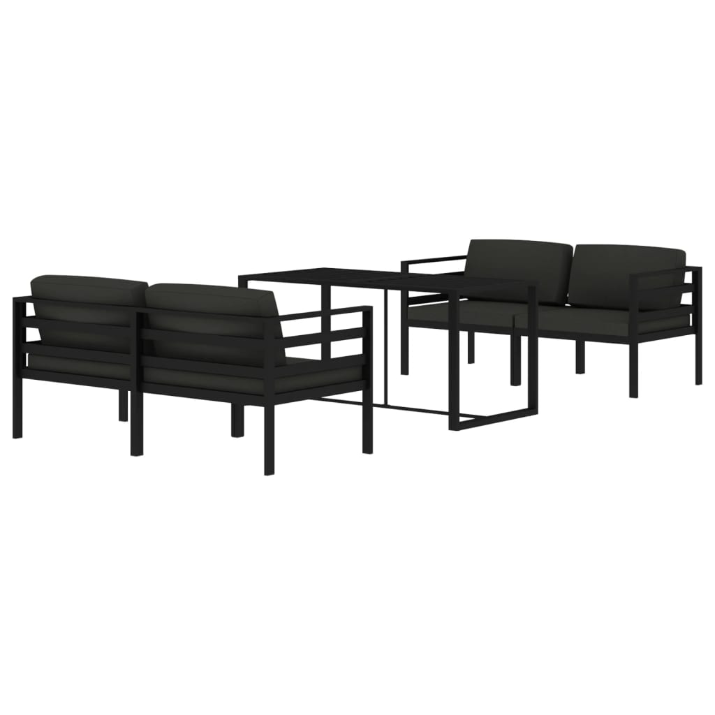 Loungegrupp För Trädgården 5Delar Med Dynor Aluminium Antracit