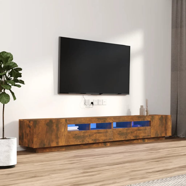 Tv-Bänk Med Led-Lampor 260X35X40 Cm Konstruerat Trä