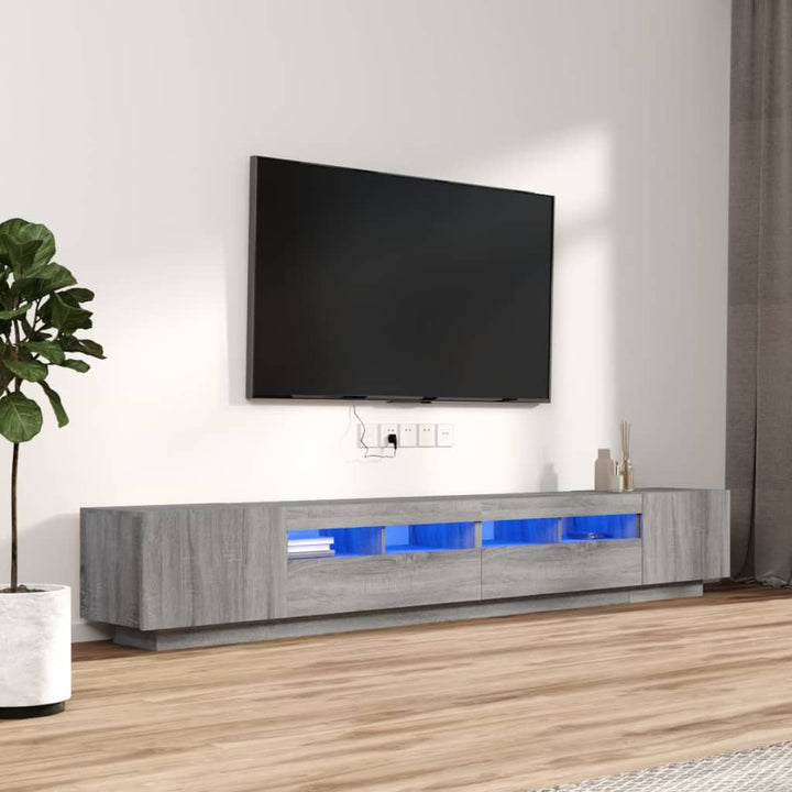 Tv-Bänk Med Led-Lampor 260X35X40 Cm Konstruerat Trä