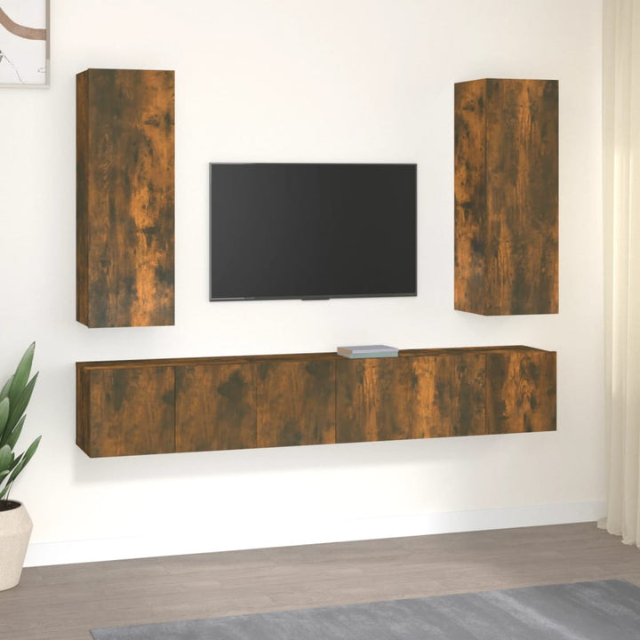 Tv-Skåp 4 Delar Konstruerat Trä