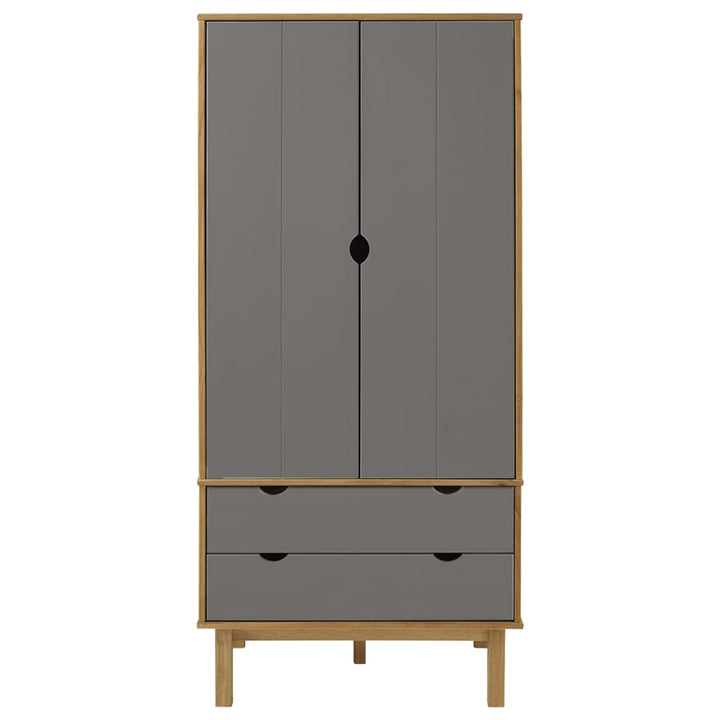 Garderob Otta Brun&amp;Grå 76,5X53X172 Cm Massiv Furu