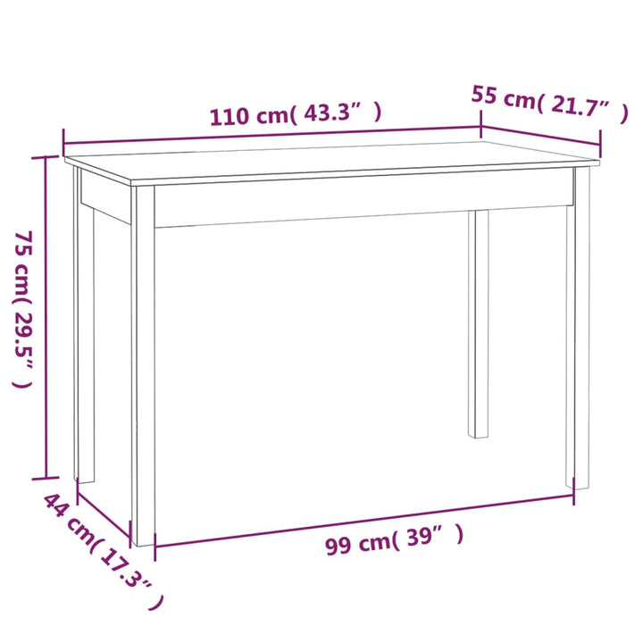 Matbord 110X55X75 Cm Massivt Furuträ