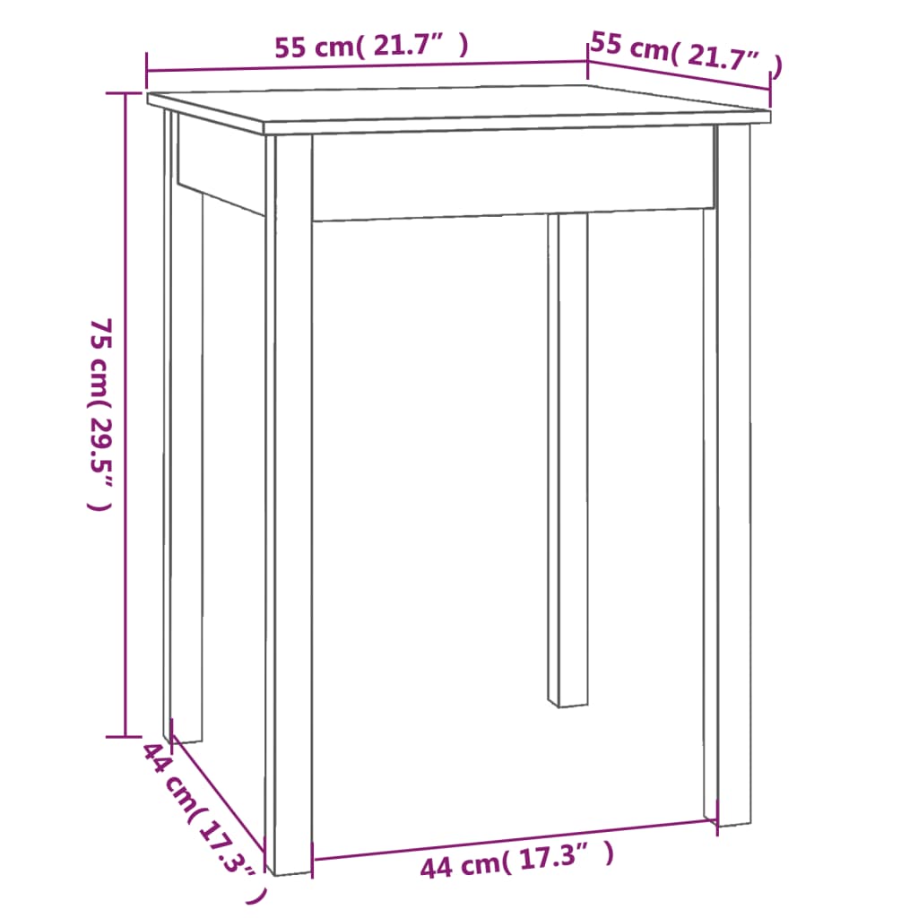 Matbord 55X55X75 Cm Massivt Furuträ