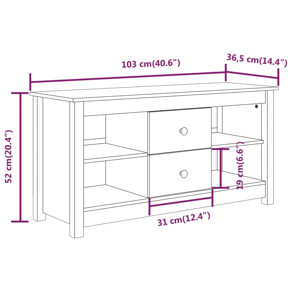 Tv-Bänk 103X36,5X52 Cm Massiv Furu