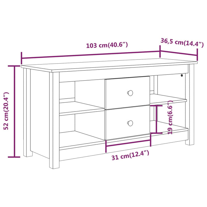 Tv-Bänk 103X36,5X52 Cm Massiv Furu
