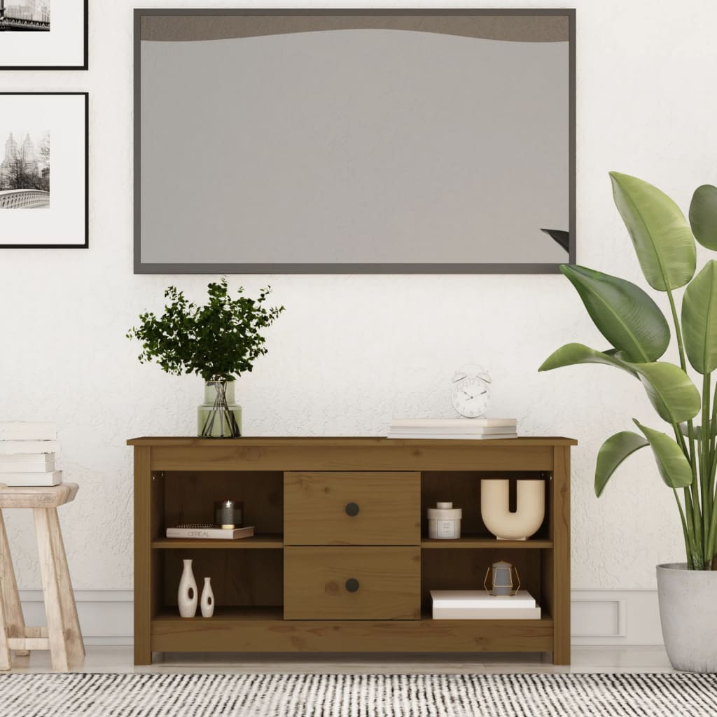 Tv-Bänk 103X36,5X52 Cm Massiv Furu