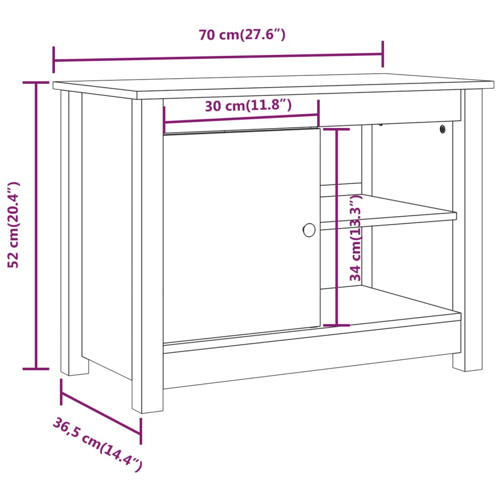 Tv-Bänk 70X36,5X52 Cm Massiv Furu