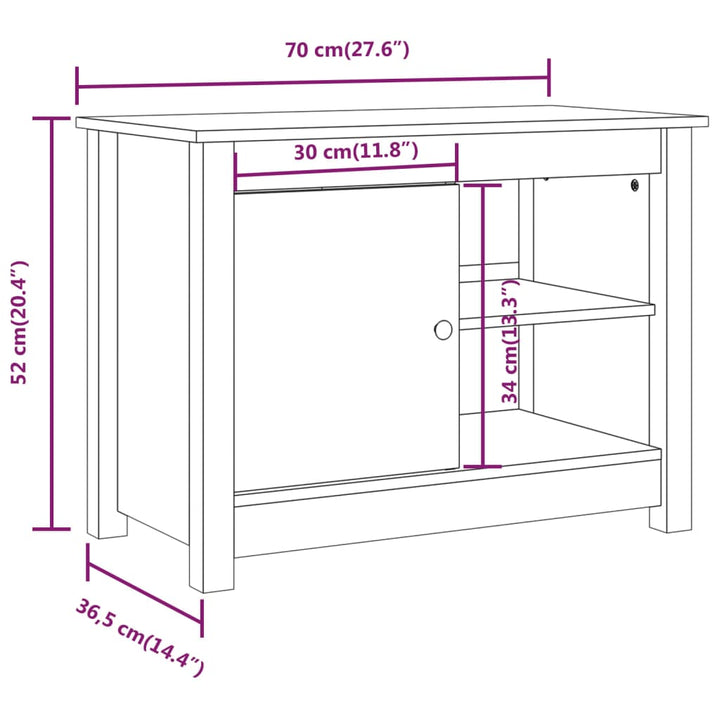Tv-Bänk 70X36,5X52 Cm Massiv Furu