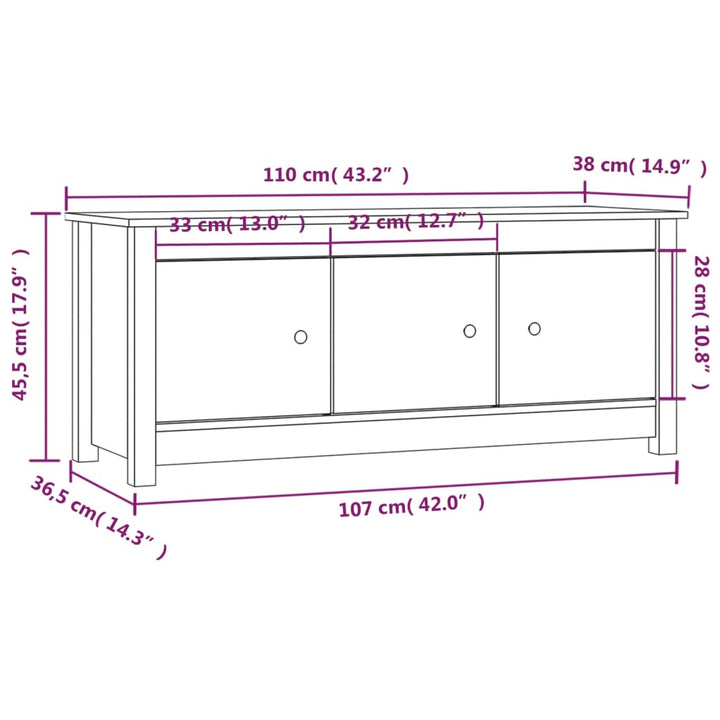 Skoskåp 110X38X45,5 Cm Massiv Furu