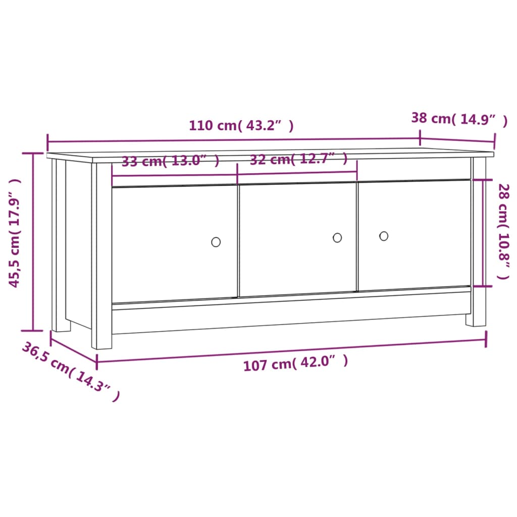 Skoskåp 110X38X45,5 Cm Massiv Furu