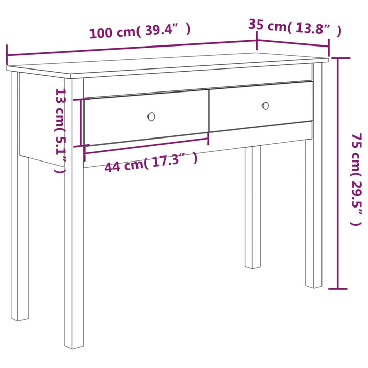 Konsolbord 100X35X75 Cm Massiv Furu