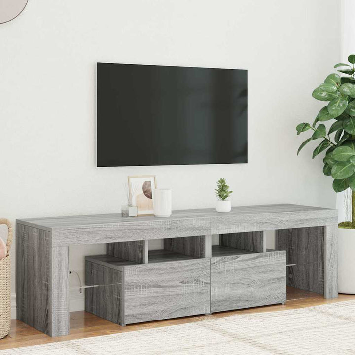 Tv-Bänk Med Led-Lampor Åldrat Trä 140X36,5X40Cm Konstruerat Trä