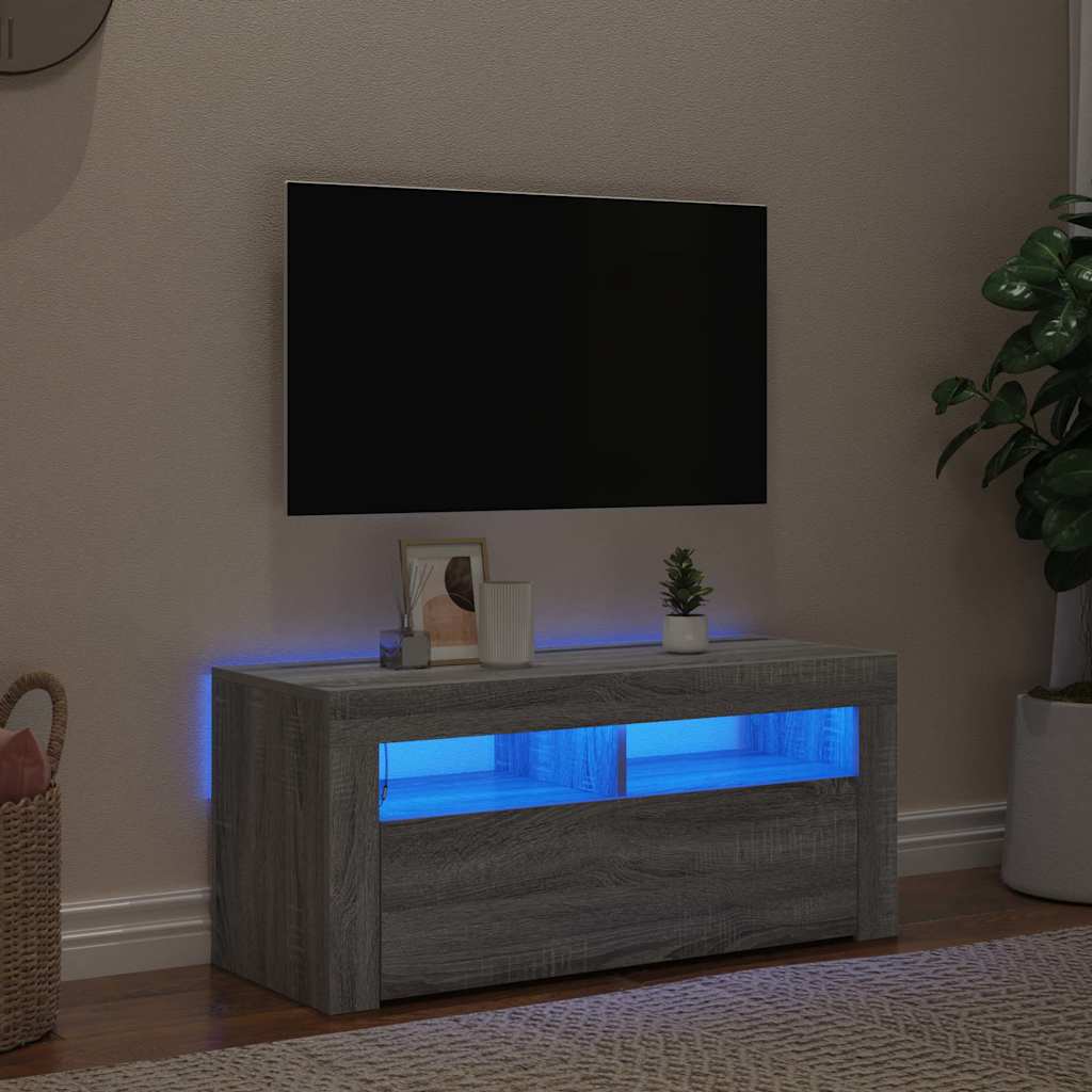 Tv-Bänk Med Led-Belysning 90X35X40 Cm