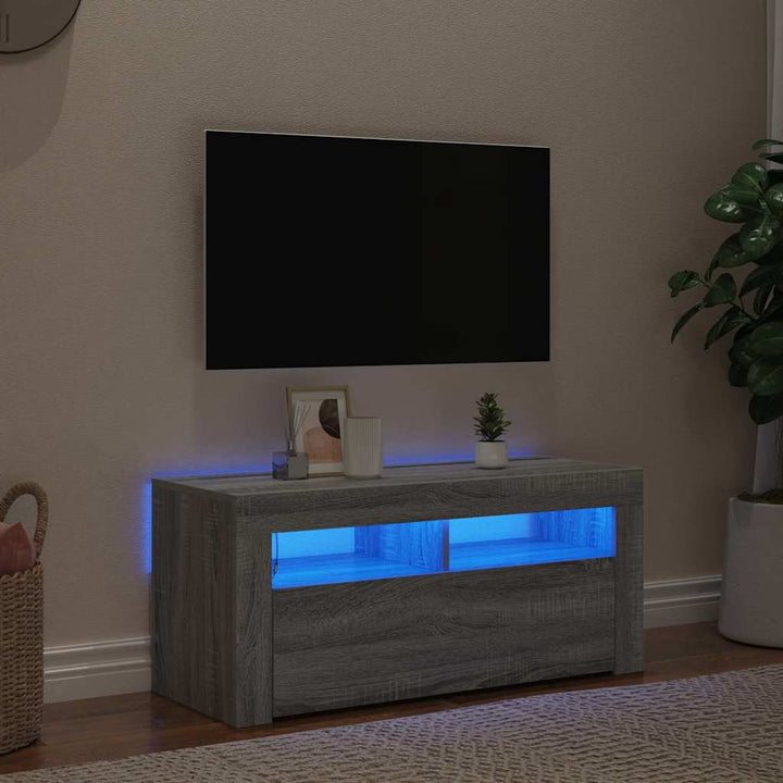 Tv-Bänk Med Led-Belysning 90X35X40 Cm