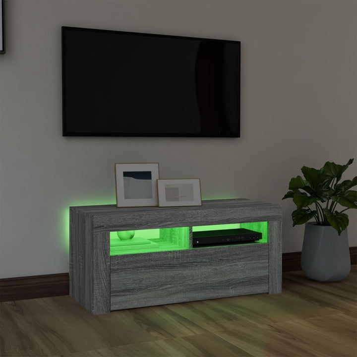 Tv-Bänk Med Led-Belysning 90X35X40 Cm