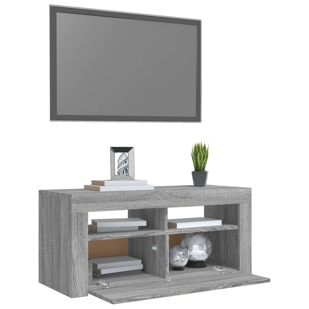 Tv-Bänk Med Led-Belysning 90X35X40 Cm