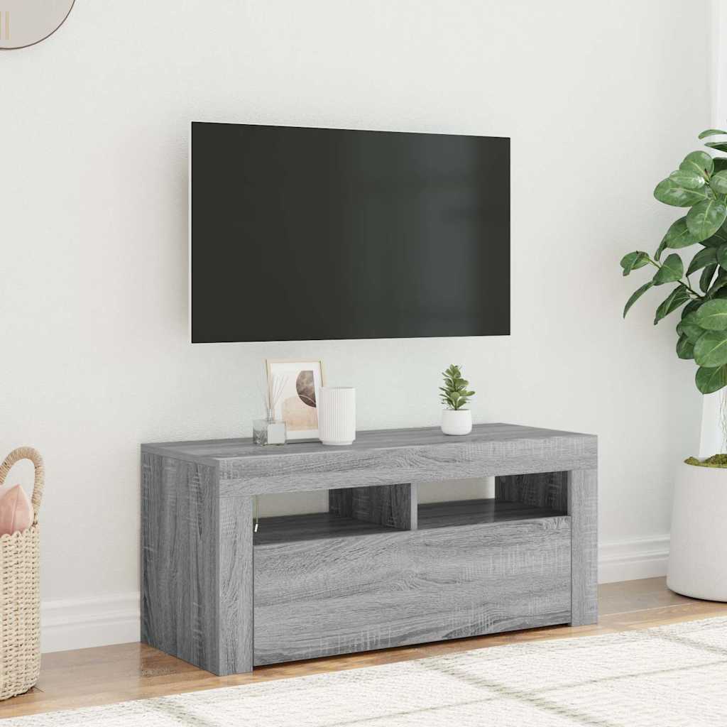 Tv-Bänk Med Led-Belysning 90X35X40 Cm