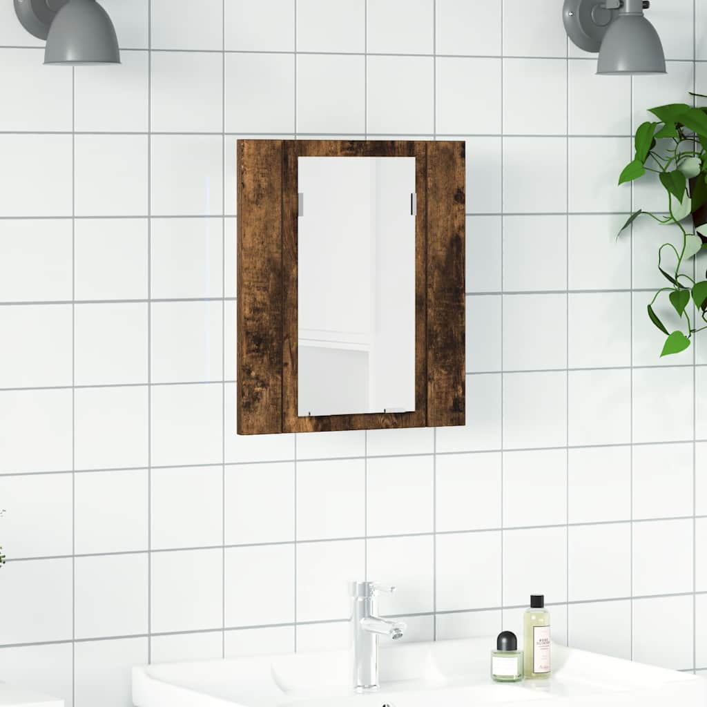 Led-Spegelskåp För Badrum 40X12X45 Cm Konstruerat Trä
