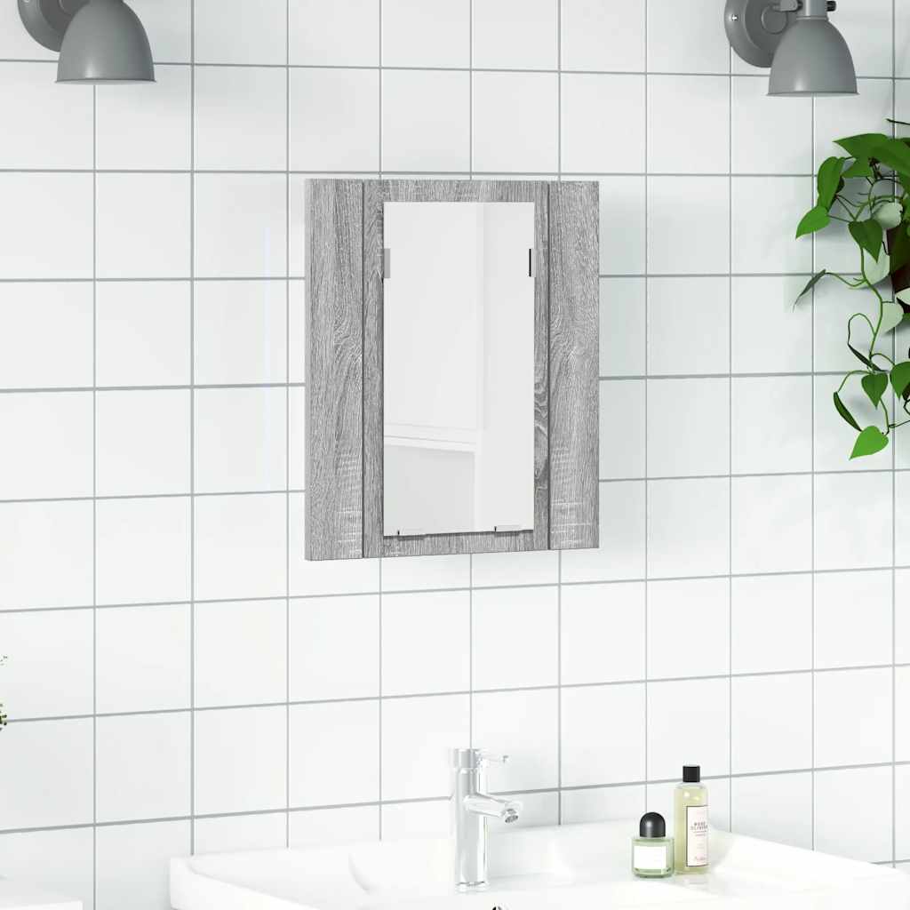 Led-Spegelskåp För Badrum 40X12X45 Cm Konstruerat Trä