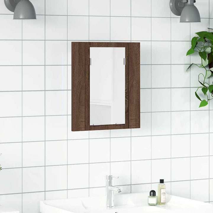 Led-Spegelskåp För Badrum 40X12X45 Cm Konstruerat Trä