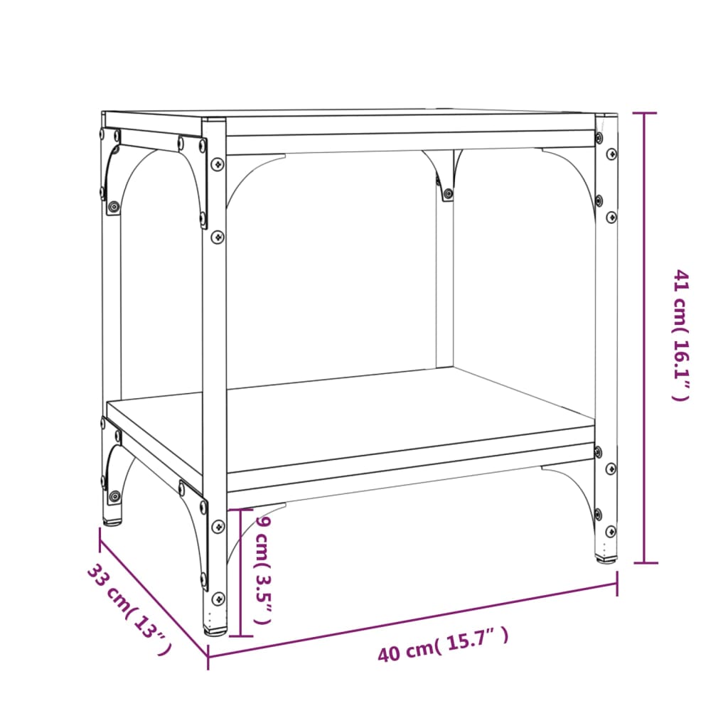 Tv-Bänk 40X33X41 Cm Konstruerat Trä Och Stål
