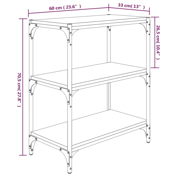 Bokhylla Sonoma-Ek 60X33X70,5 Cm Konstruerat Trä Och Stål