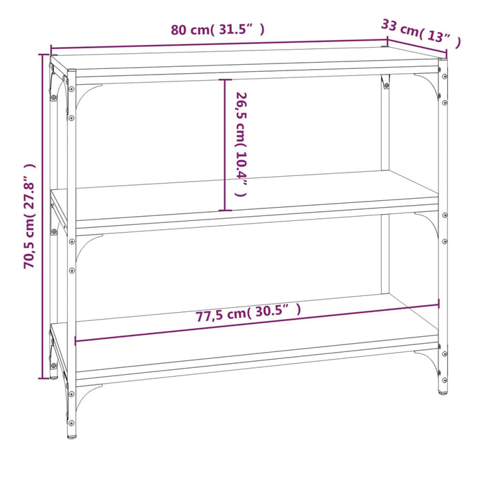 Bokhylla Sonoma-Ek 80X33X70,5 Cm Konstruerat Trä Och Stål