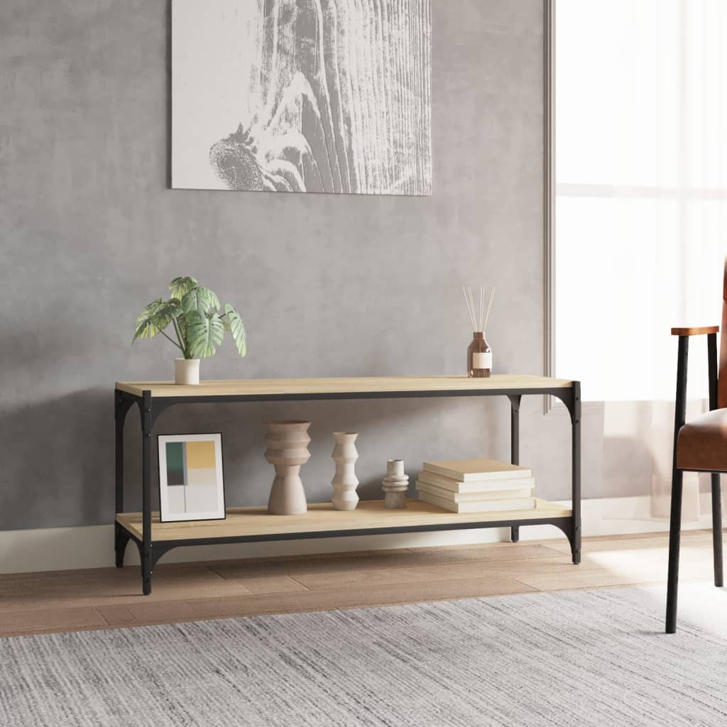 Tv-Bänk Sonoma-Ek 100X33X41 Cm Konstruerat Trä Och Stål