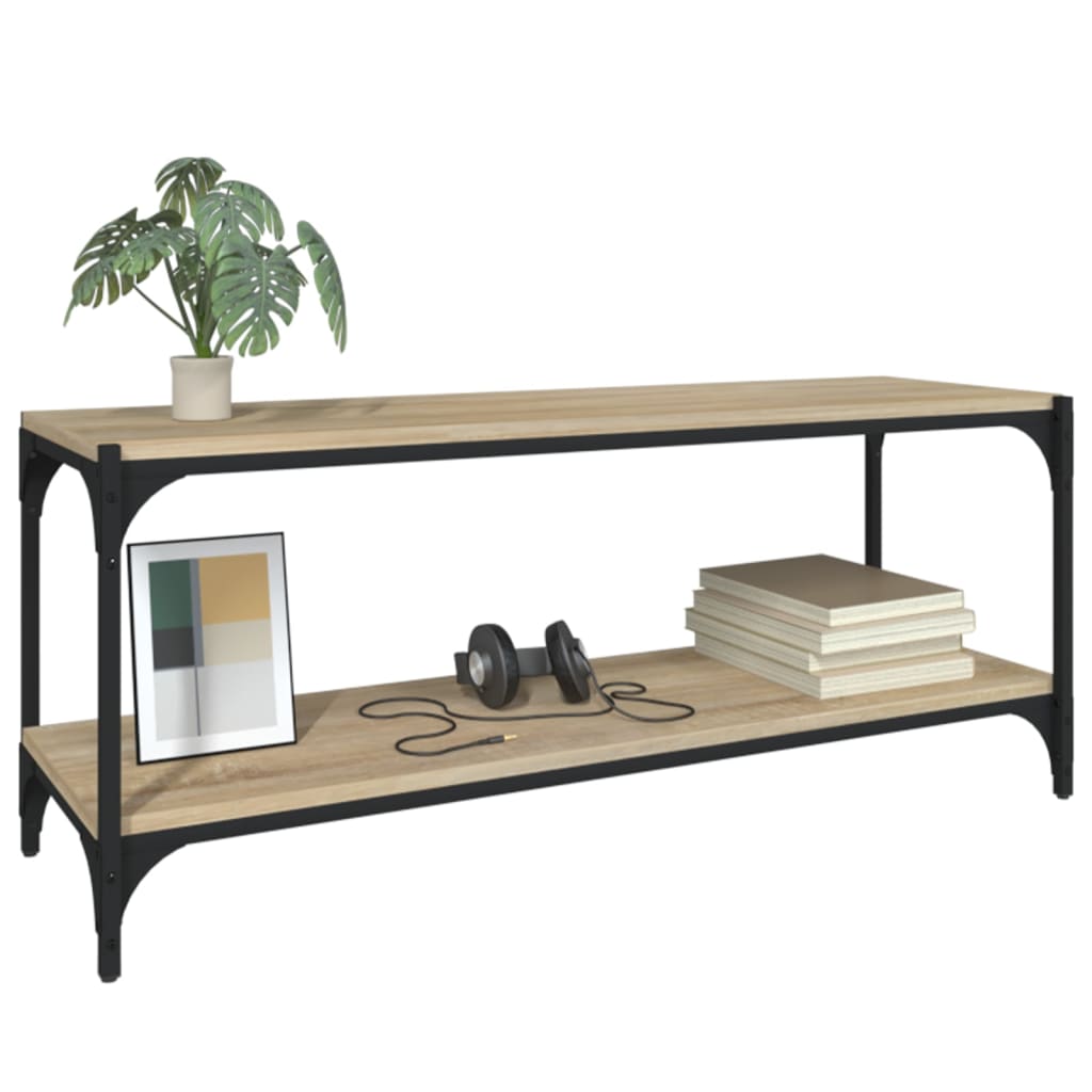 Tv-Bänk Sonoma-Ek 100X33X41 Cm Konstruerat Trä Och Stål