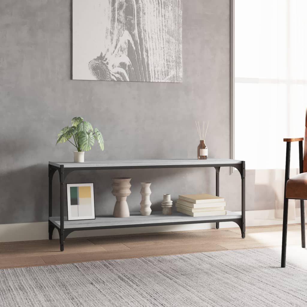 Tv-Bänk 100X33X41 Cm Konstruerat Trä Och Stål
