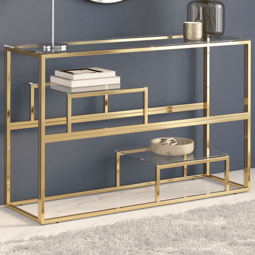 Konsolbord Guld Rostfritt Stål Och Härdat