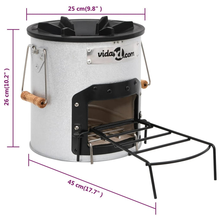 Vedeldad Campingspis Silver 45X25X26 Cm Stål
