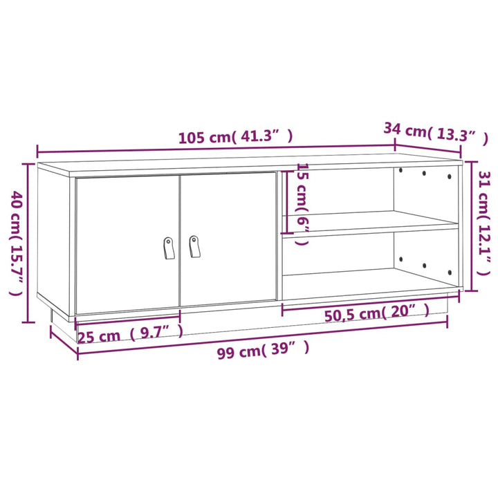 Tv-Bänk 105X34X40 Cm Massiv Furu