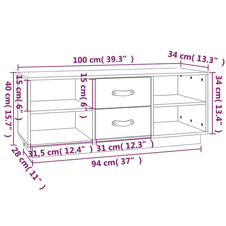 Tv-Bänk 100X34X40 Cm Massiv Furu