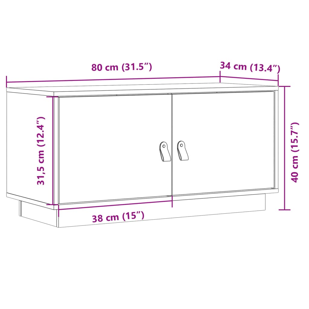 Tv-Bänk 80X34X40 Cm Massiv Furu