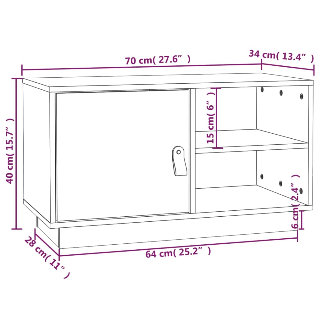 Tv-Bänk 70X34X40 Cm Massiv Furu