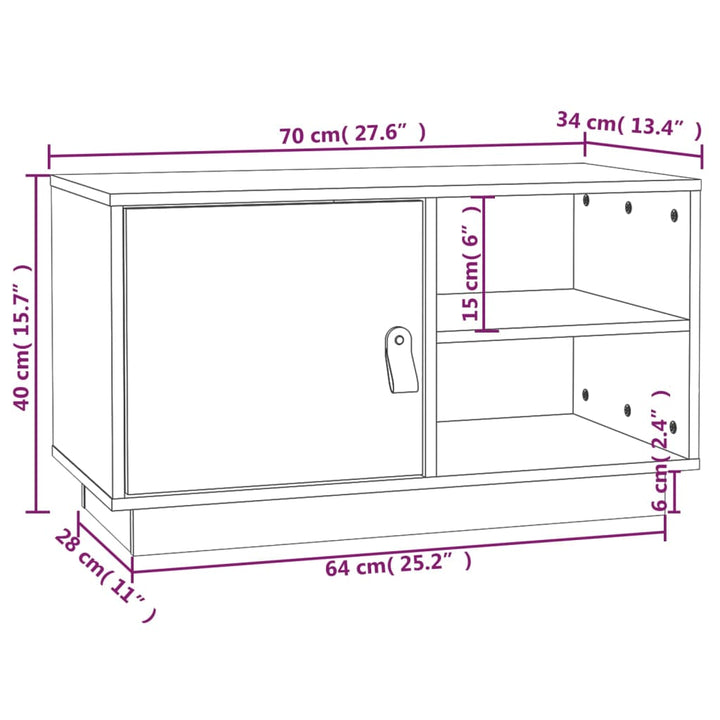 Tv-Bänk 70X34X40 Cm Massiv Furu