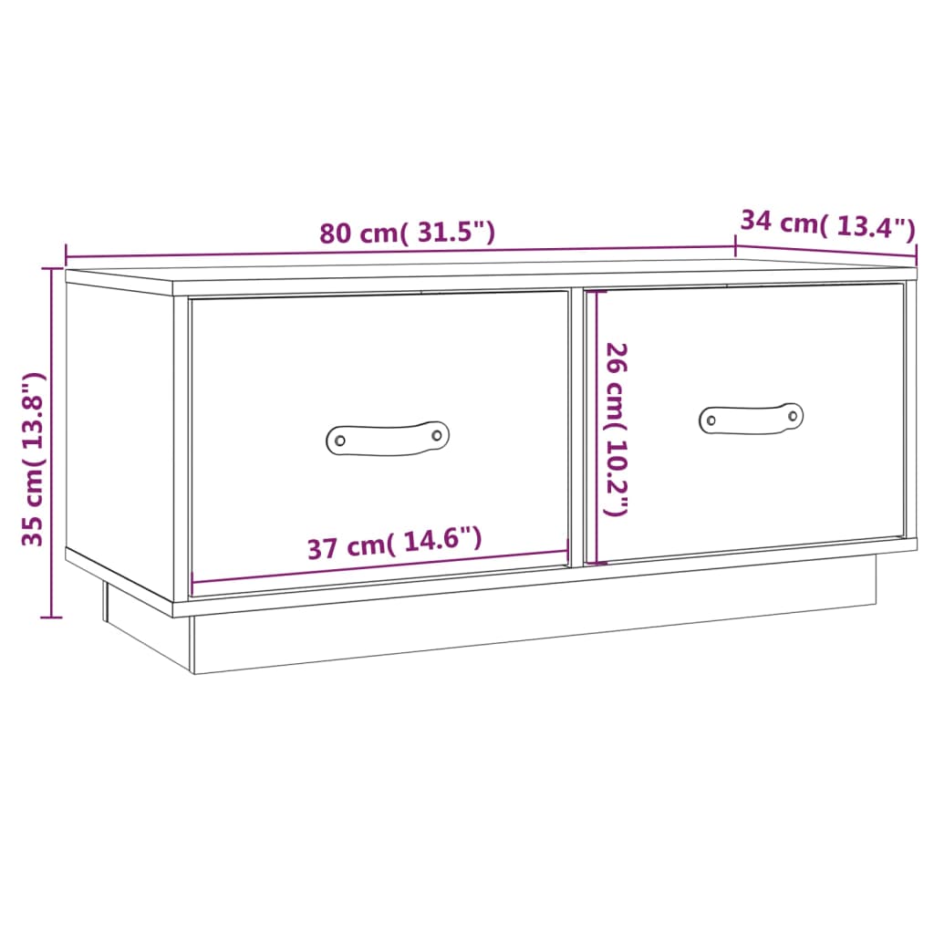 Tv-Bänk 80X34X35 Cm Massiv Furu